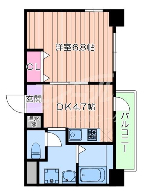第16関根マンション(1DK/7階)の間取り写真