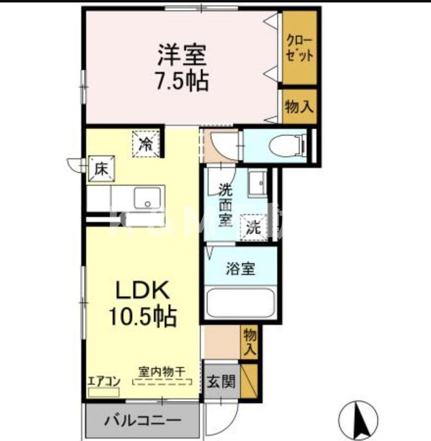 ボヌール新松戸 A棟(1LDK/1階)の間取り写真