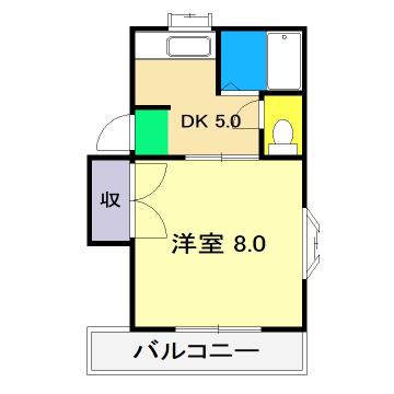 ヴィラ薊野(1DK/3階)の間取り写真