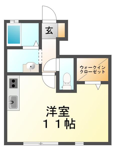 クレールベルヴィル立花(ワンルーム/1階)の間取り写真