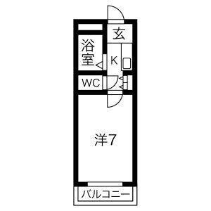 エバーグリーン明大寺(1K/1階)の間取り写真