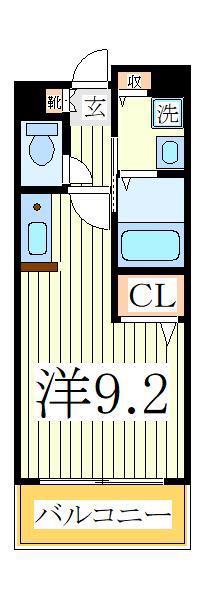 クリスタルM(ワンルーム/2階)の間取り写真