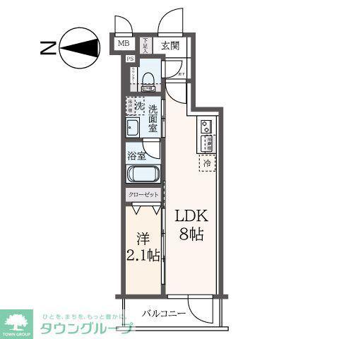 ハーモニーレジデンス東新宿(1DK/4階)の間取り写真