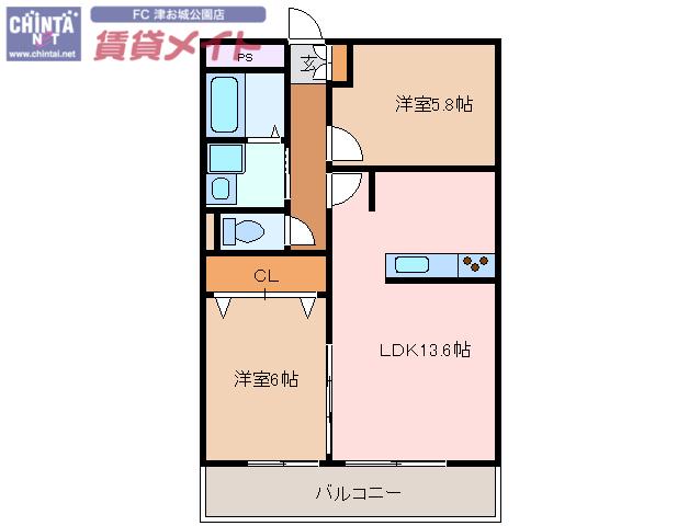 グリーンハイツ2(2LDK/2階)の間取り写真