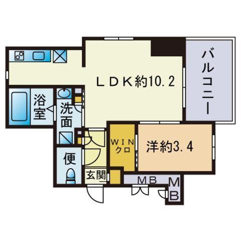 TRAIL大濠(1LDK/4階)の間取り写真