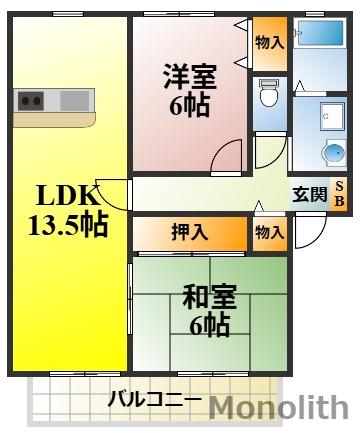ビューラー和泉(2LDK/2階)の間取り写真