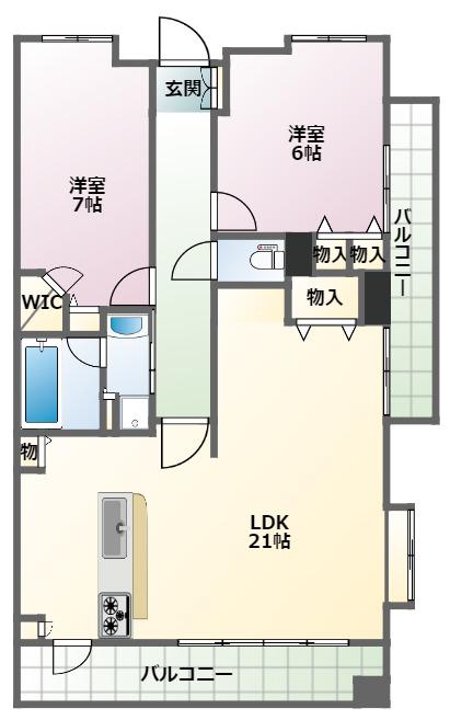 レーベンハイム宇都宮タワーズイースト(2LDK/8階)の間取り写真