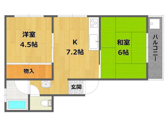 メゾン堀池(2DK/2階)の間取り写真