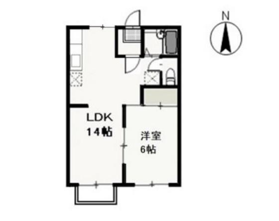 グリーン・グラス(1LDK/2階)の間取り写真