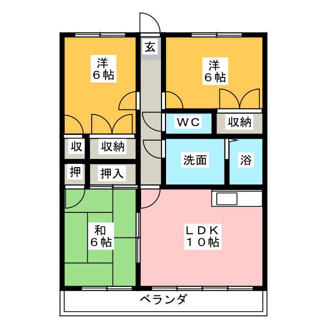ＪＲ東海道本線 富士駅 徒歩14分 3階建 築32年(3LDK/1階)の間取り写真