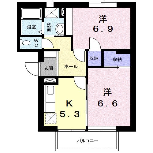 プレイス寿久茂A(2K/2階)の間取り写真