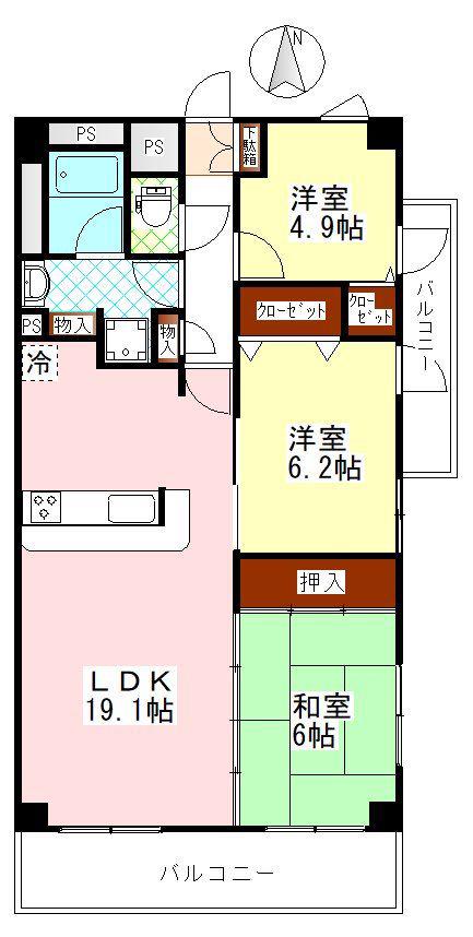 エレガントロイヤル(3LDK/4階)の間取り写真