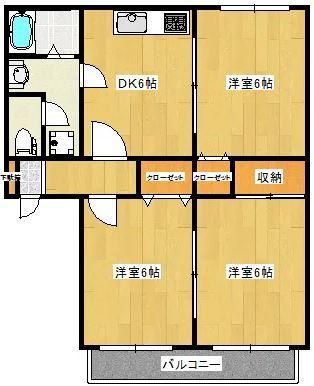 セジュール高崎 C・D・E・F棟(3DK/1階)の間取り写真