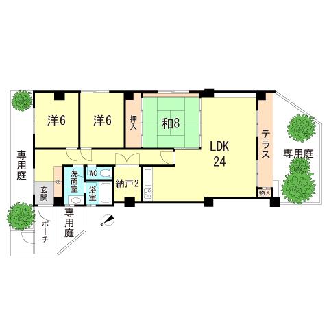 ストークライフ甲陽園(3SLDK/1階)の間取り写真