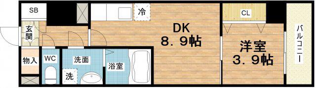 CITY PAL CREST TANIMACHI(1LDK/11階)の間取り写真