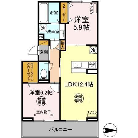 FERRO PALAZZO C棟(2LDK/3階)の間取り写真