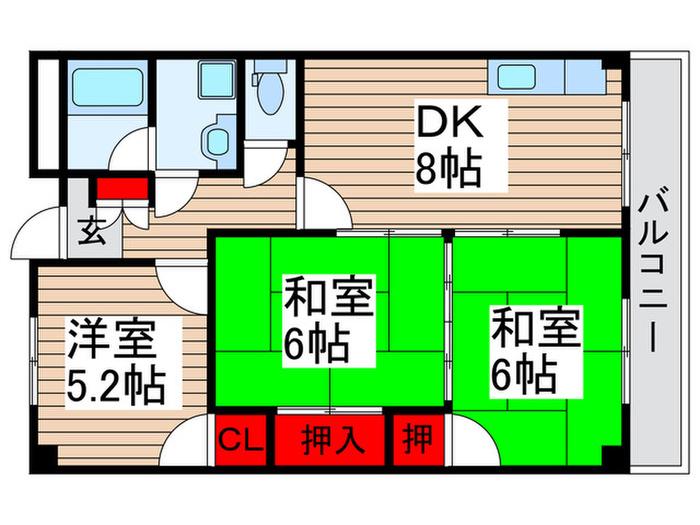 ハイツオカダ(3DK/2階)の間取り写真