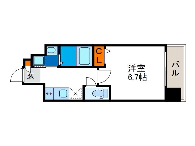 エグゼ難波西IV(1K/14階)の間取り写真