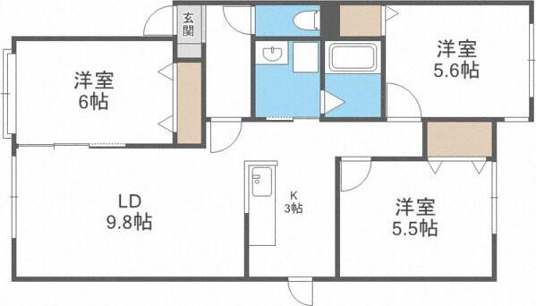 ウエスティン前田(3LDK/2階)の間取り写真