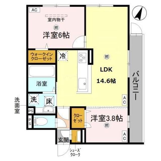 グランヴェールVII(2LDK/2階)の間取り写真