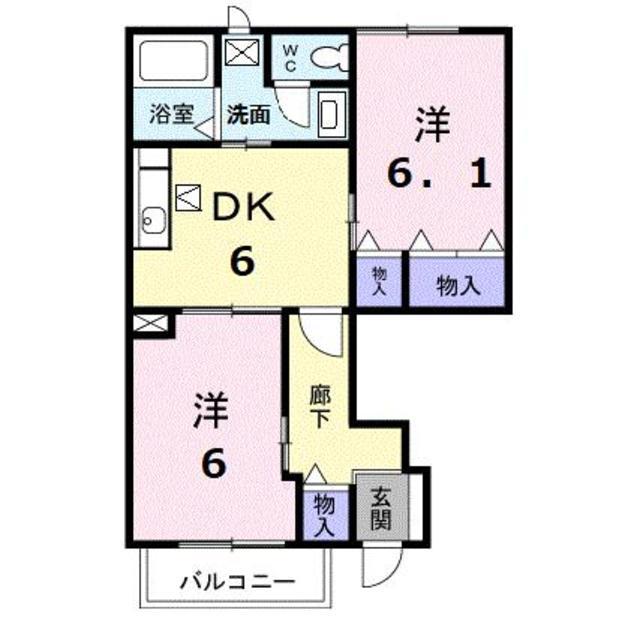ミレニアムコートB(2DK/1階)の間取り写真