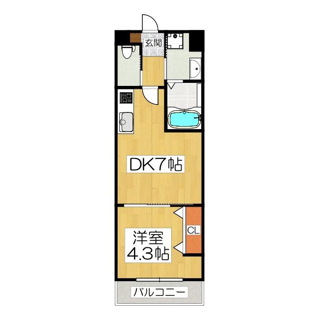 ARCA山科(1DK/4階)の間取り写真