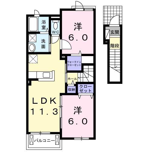 オストラーゼン ハオス(2LDK/2階)の間取り写真