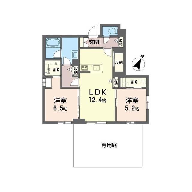 グラン テール(2LDK/1階)の間取り写真