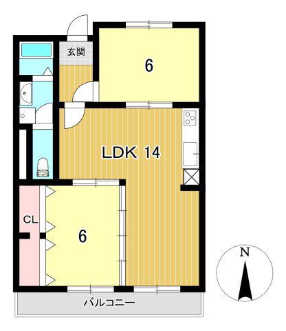 メイゾンサンポア A棟(2LDK/3階)の間取り写真