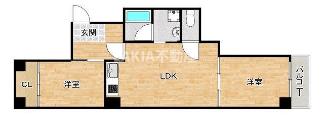 協和産業ビル(2LDK/4階)の間取り写真