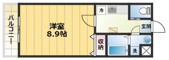 GLARE(1K/3階)の間取り写真