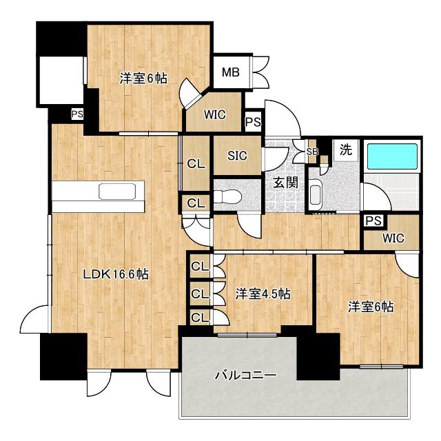 ジオタワー堺筋本町(3LDK/14階)の間取り写真