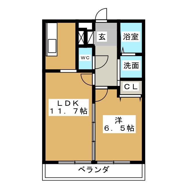 スカイヒルズ柳島(1LDK/4階)の間取り写真