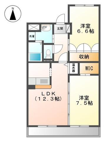 グランドソレイユ千成(2LDK/2階)の間取り写真
