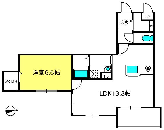 CASA DEO(1LDK/3階)の間取り写真