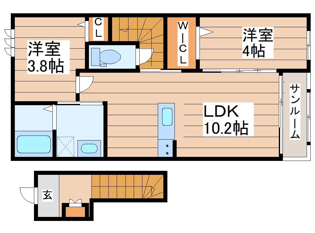 エクセランメゾン(2LDK/2階)の間取り写真