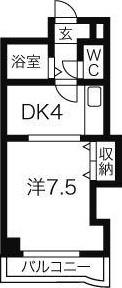 プレサント南5西9(1DK/8階)の間取り写真