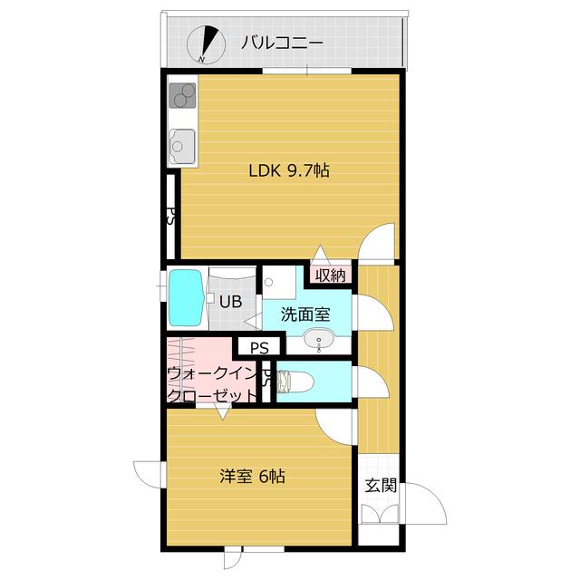 ミライエ・エヌワン(1LDK/2階)の間取り写真