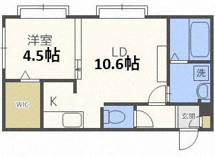 CREA新札幌(1LDK/3階)の間取り写真