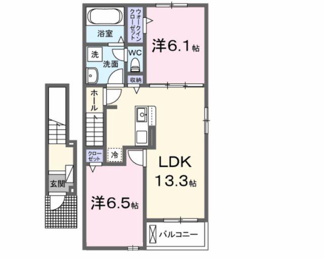メゾン・ド・ソレイユ(2LDK/2階)の間取り写真