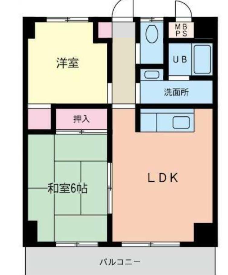 スクエアKⅢ(2LDK/4階)の間取り写真