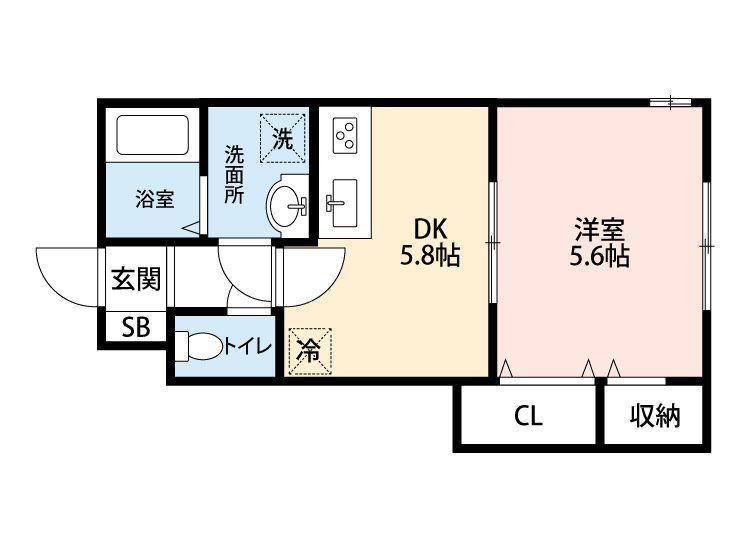 ナリトモ矢作A(1DK/1階)の間取り写真