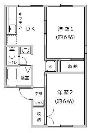 スイートピア(2DK/2階)の間取り写真