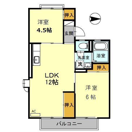 エルハイツ・イイダ(2LDK/2階)の間取り写真