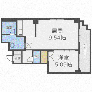 ローザス23(1LDK/6階)の間取り写真