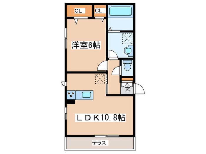 ウインドワード(1LDK/1階)の間取り写真