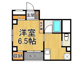 エヌエムヴァンシス(1K/6階)の間取り写真