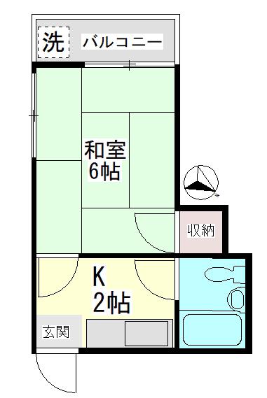 KSハイツ(1K/2階)の間取り写真