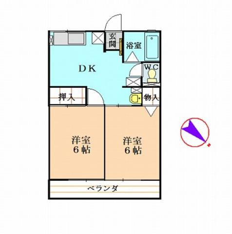 パークサイドA(2DK/1階)の間取り写真
