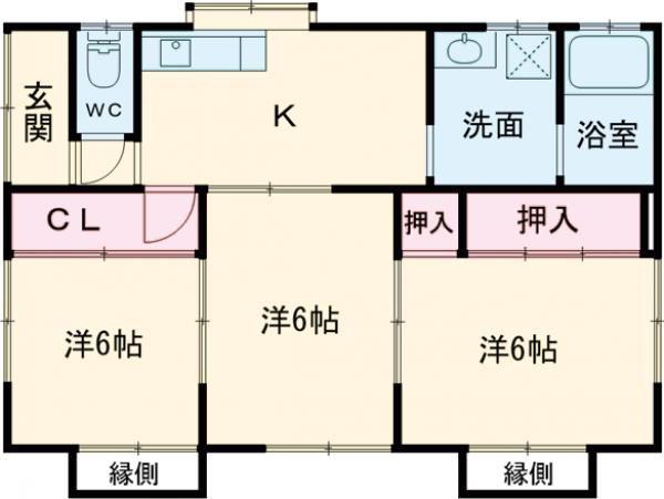 青葉町B-3(3K/1階)の間取り写真